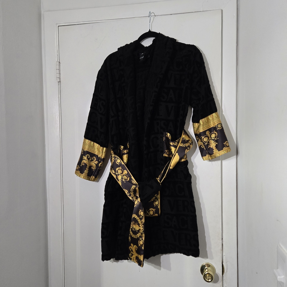 Versace Kids Hoodes Black and Gold Robe